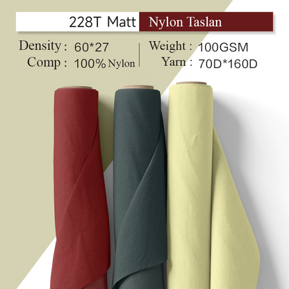 Stock 228T matte nylon taslan jacket school sunscreen hat fabric